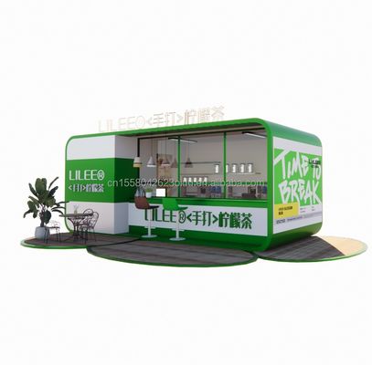 Μοντωπική προετοιμασμένη μεταφορά εμπορευματοκιβωτίου εστιατόριο 20ft καφετέρια με γαλβανισμένο χάλυβα τετραγωνικά σωλήνες χάλυβα πλαίσιο