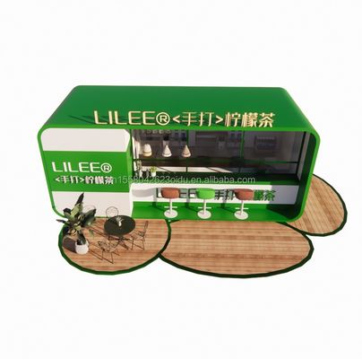 Μοντωπική προετοιμασμένη μεταφορά εμπορευματοκιβωτίου εστιατόριο 20ft καφετέρια με γαλβανισμένο χάλυβα τετραγωνικά σωλήνες χάλυβα πλαίσιο