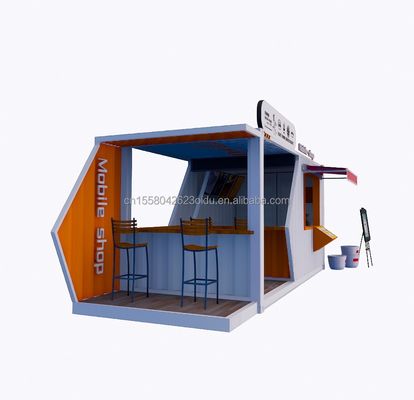 20ft ή 40ft χάλυβα πλαίσιο επεκτάσιμη κινητή καφετέρια Pop Up Shipping Container Shop με γαλβανισμένο ατσάλι κάμψη