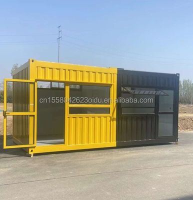 20ft κινούμενο προκατασκευασμένο καφέ Σπίτι δοχείου σχεδιασμός με γαλβανισμένα τετραγωνικά σωλήνες χάλυβα