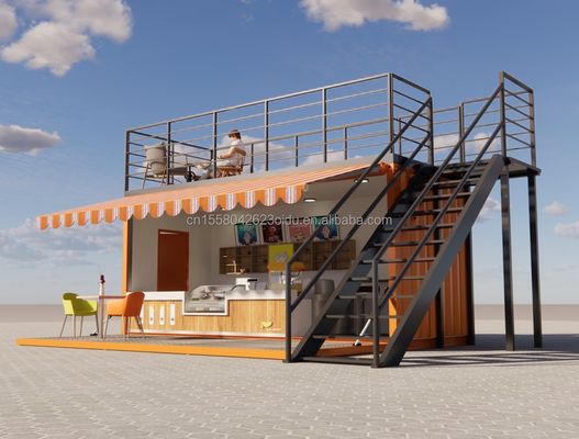 Τροποποιημένο 20 ποδιών Prefab Shipping Container Ιδανικό για Pop Up Καφετέρια Εστιατόριο Mobile Container Bar Shop και μπάνιο