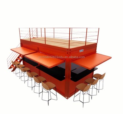 20ft Custom Flat Packaging Γρήγορη εγκατάσταση ξύλινο δοχείο Προετοιμασμένο σπίτι μπάρα κήπου με γαλβανισμένα τετραγωνικά σωλήνες χάλυβα