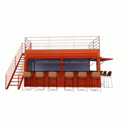 20ft Custom Flat Packaging Γρήγορη εγκατάσταση ξύλινο δοχείο Προετοιμασμένο σπίτι μπάρα κήπου με γαλβανισμένα τετραγωνικά σωλήνες χάλυβα