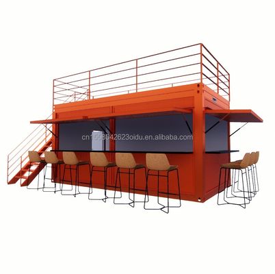 20ft Custom Flat Packaging Γρήγορη εγκατάσταση ξύλινο δοχείο Προετοιμασμένο σπίτι μπάρα κήπου με γαλβανισμένα τετραγωνικά σωλήνες χάλυβα