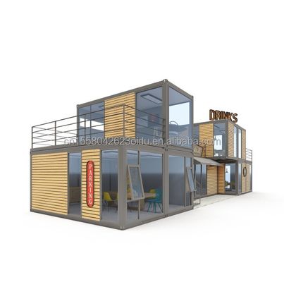 Σύγχρονο σχεδιασμό 20ft ή 40ft Food Bar Καφέ Σούπερ μάρκετ Καταστήματα εμπορευματοκιβωτίων Καταστήματα κοντέινερ Προσαρμόσιμα επίπεδα πακέτα Προετοιμασμένο σπίτι