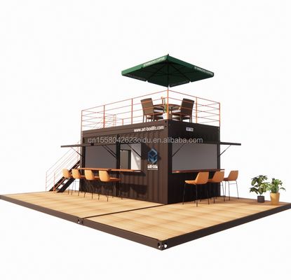 10ft 20ft Δύο ορόφους Pop-up Container Bar σχεδιασμένο με μοντέρνο στυλ σχεδιασμού και παράθυρα από κράμα αλουμινίου
