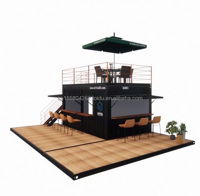10ft 20ft Δύο ορόφους Pop-up Container Bar σχεδιασμένο με μοντέρνο στυλ σχεδιασμού και παράθυρα από κράμα αλουμινίου