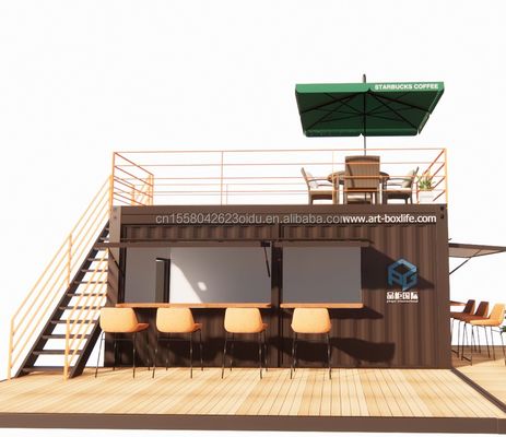10ft 20ft Δύο ορόφους Pop-up Container Bar σχεδιασμένο με μοντέρνο στυλ σχεδιασμού και παράθυρα από κράμα αλουμινίου