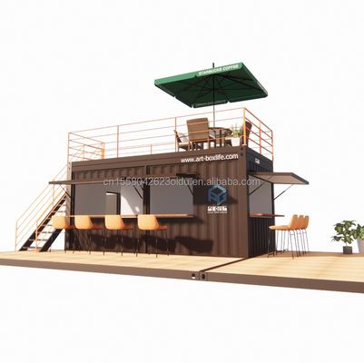 10ft 20ft Δύο ορόφους Pop-up Container Bar σχεδιασμένο με μοντέρνο στυλ σχεδιασμού και παράθυρα από κράμα αλουμινίου
