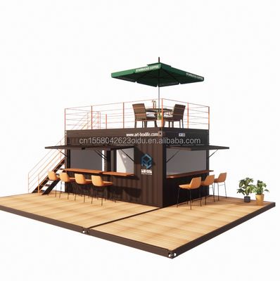 10ft 20ft Δύο ορόφους Pop-up Container Bar σχεδιασμένο με μοντέρνο στυλ σχεδιασμού και παράθυρα από κράμα αλουμινίου