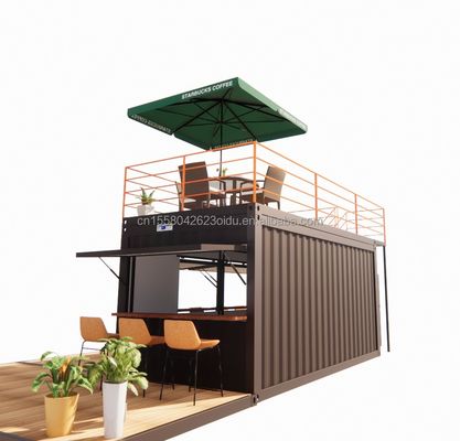 10ft 20ft Δύο ορόφους Pop-up Container Bar σχεδιασμένο με μοντέρνο στυλ σχεδιασμού και παράθυρα από κράμα αλουμινίου